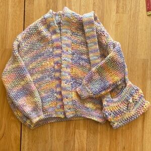 Handmade Pastel Rainbow Knit Sweater for Girls Kids